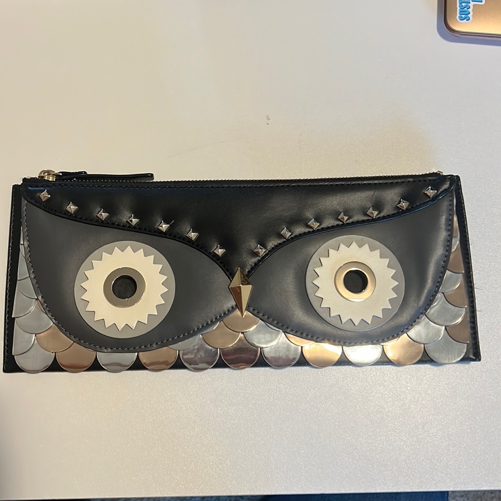 NEW KATE SPADE WISE OWL CLUTCH IN BLACK-WKRU2905